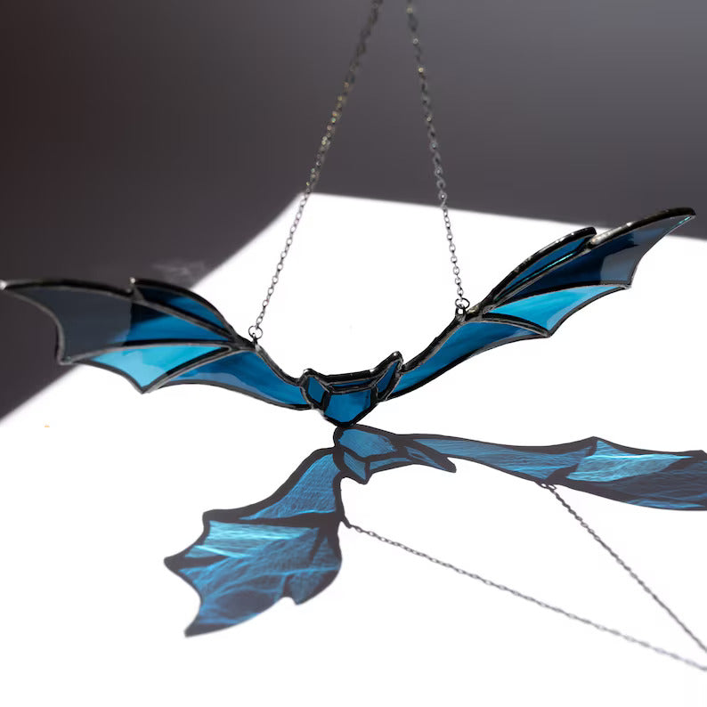 Halloween Bat Stained Glass Suncatcher for Window Decor