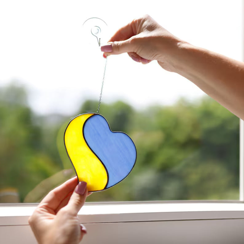 Heart Ukrainian Flag Suncatcher