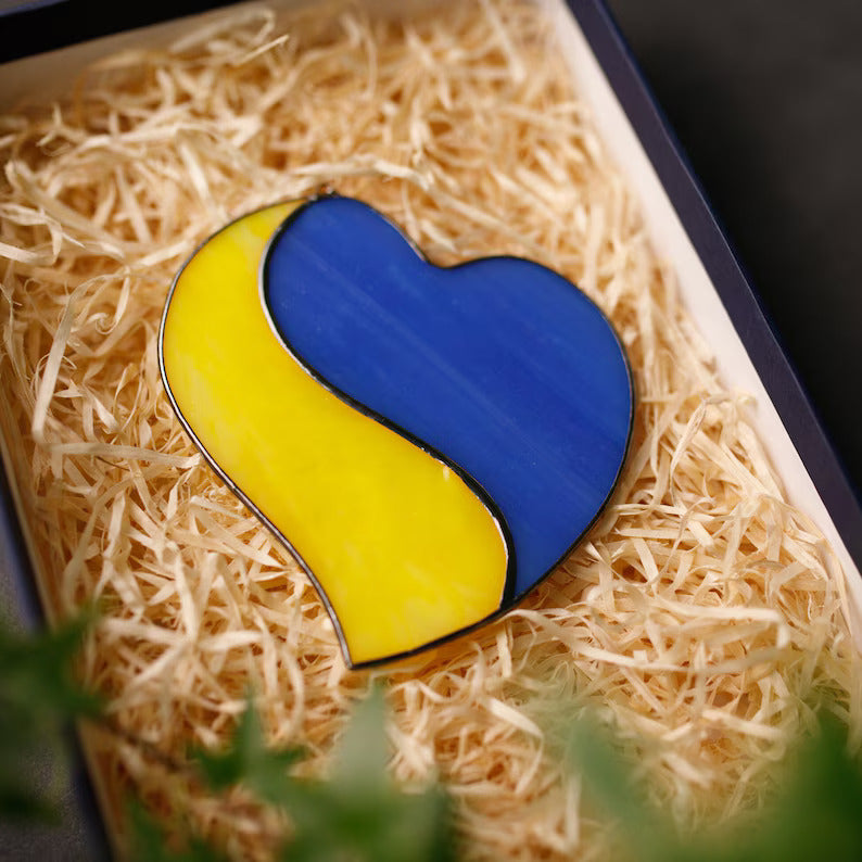 Heart Ukrainian Flag Suncatcher