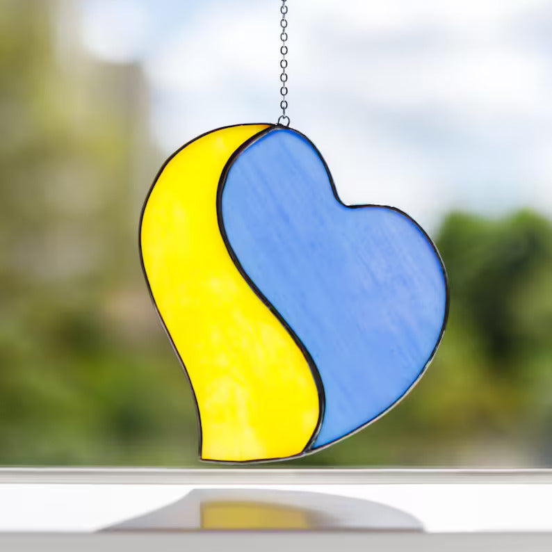 Heart Ukrainian Flag Suncatcher