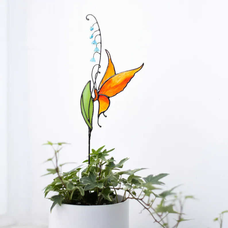 Stained Glass Butterfly Plant Stake