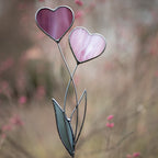 Handmade Stained Glass Plant Stake Heart Garden Stake Decorative Stake Indoor Plants Suncatcher