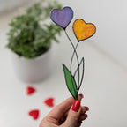 Handmade Stained Glass Plant Stake Heart Garden Stake Decorative Stake Indoor Plants Suncatcher
