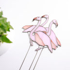 Stained Glass Flamingo Plant Stake