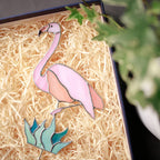 Stained Glass Flamingo Plant Stake