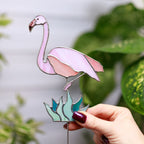 Stained Glass Flamingo Plant Stake