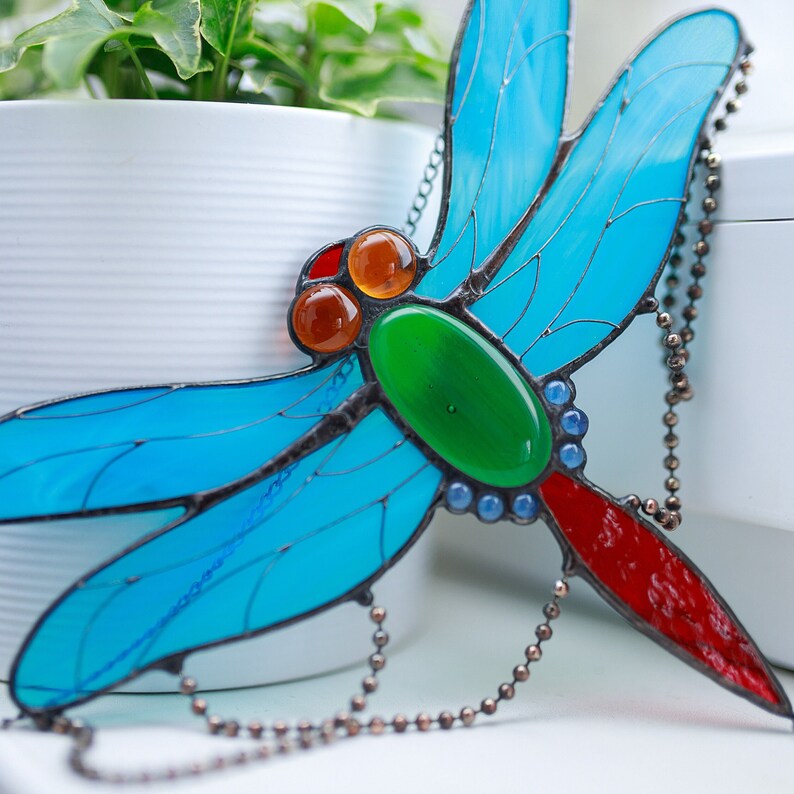 Stained Glass Dragonfly Suncatcher