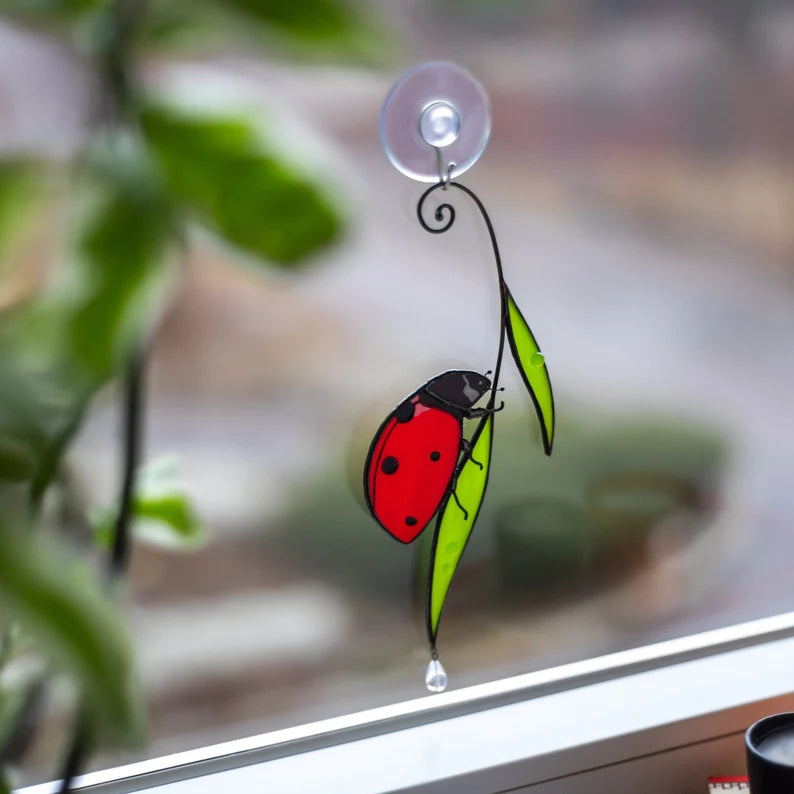 Stained Glass Ladybug Suncatcher