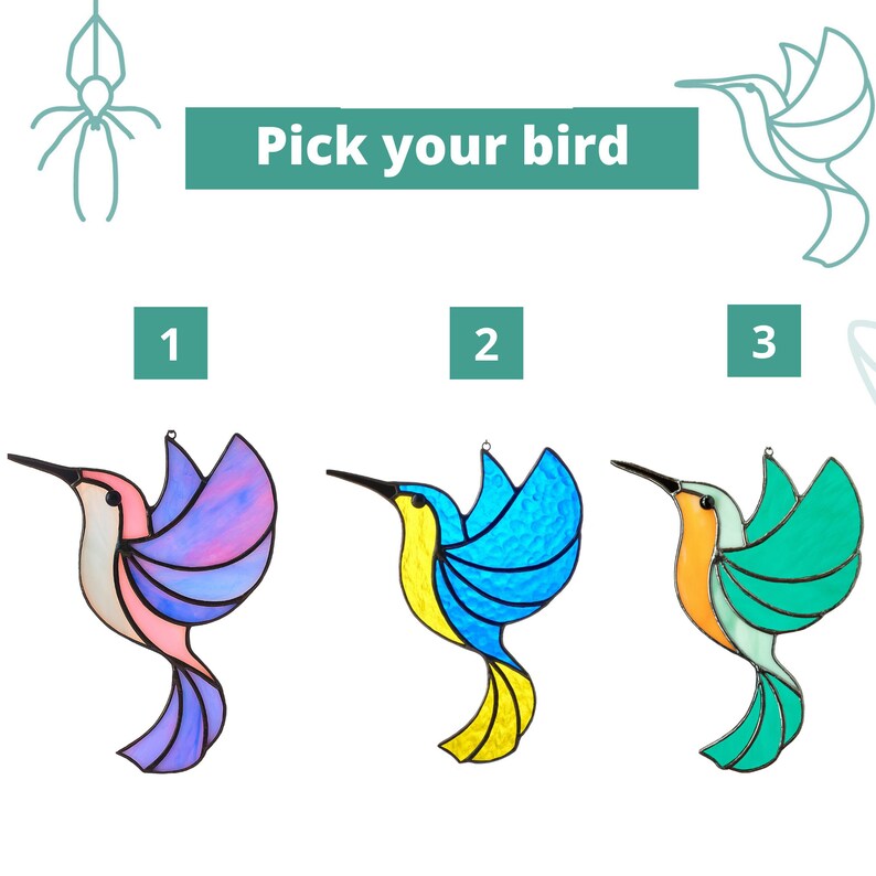 Handmade stained glass hummingbird suncatcher