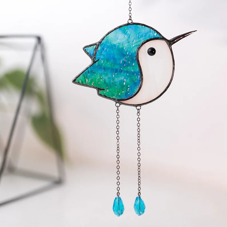 Round Hummingbird Crystal Suncatcher