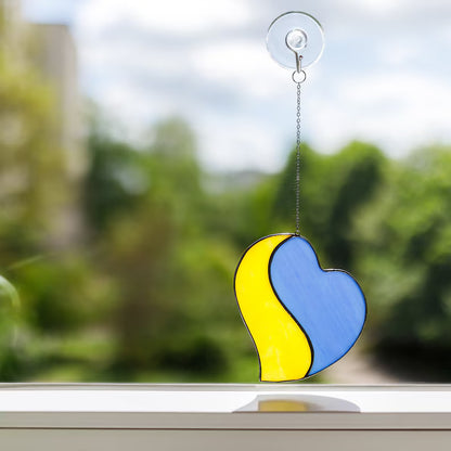 Heart Ukrainian Flag Suncatcher