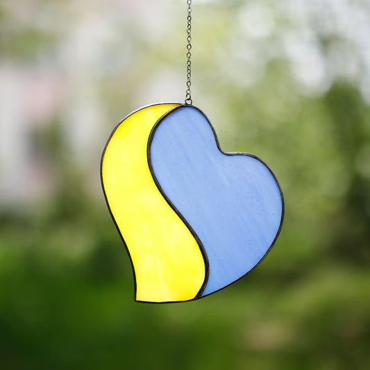 Heart Ukrainian Flag Suncatcher