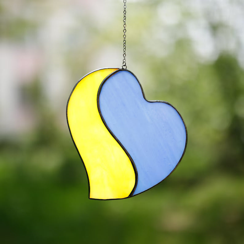 Heart Ukrainian Flag Suncatcher