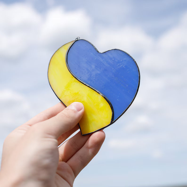 Heart Ukrainian Flag Suncatcher