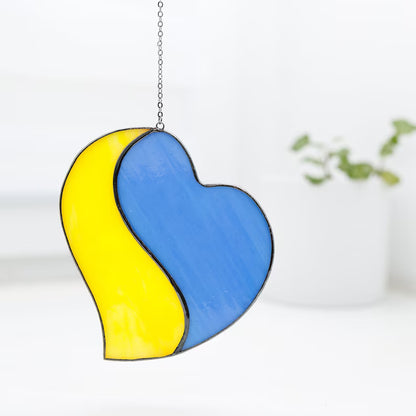 Heart Ukrainian Flag Suncatcher