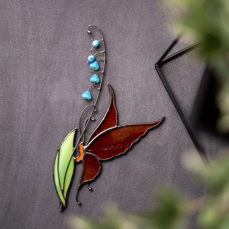 Stained Glass Butterfly Plant Stake