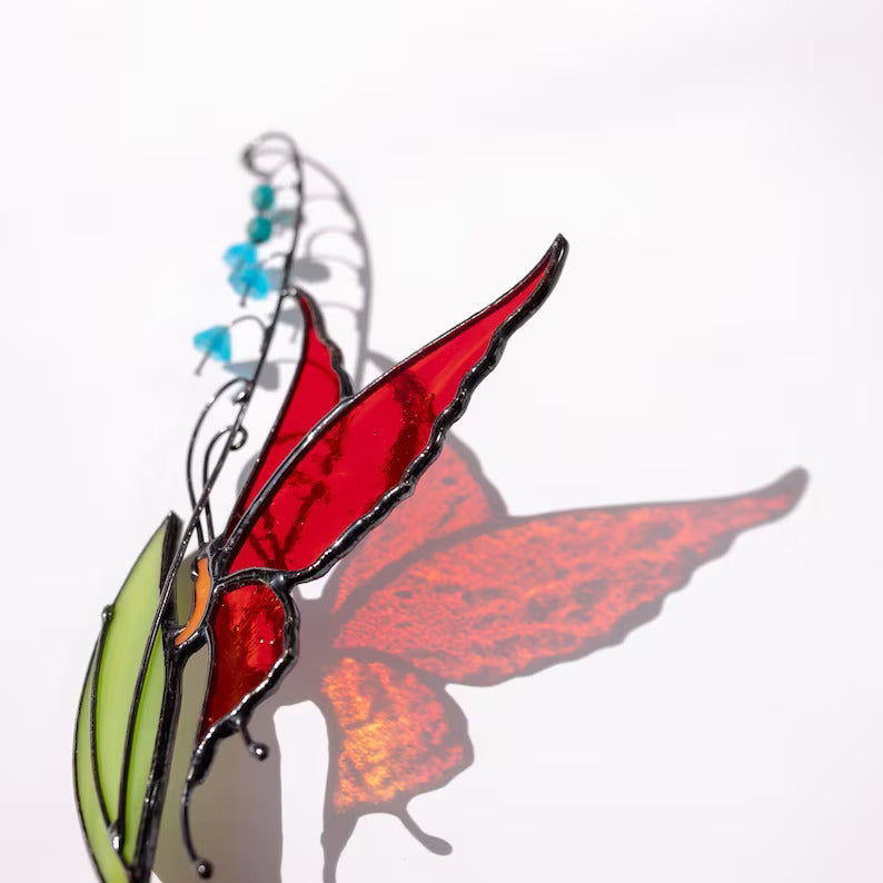 Stained Glass Butterfly Plant Stake