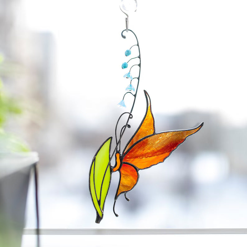 Stained Glass Butterfly Plant Stake