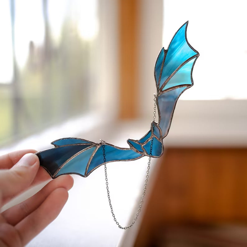 Halloween Bat Stained Glass Suncatcher for Window Decor