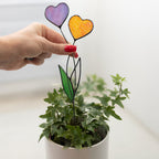 Handmade Stained Glass Plant Stake Heart Garden Stake Decorative Stake Indoor Plants Suncatcher