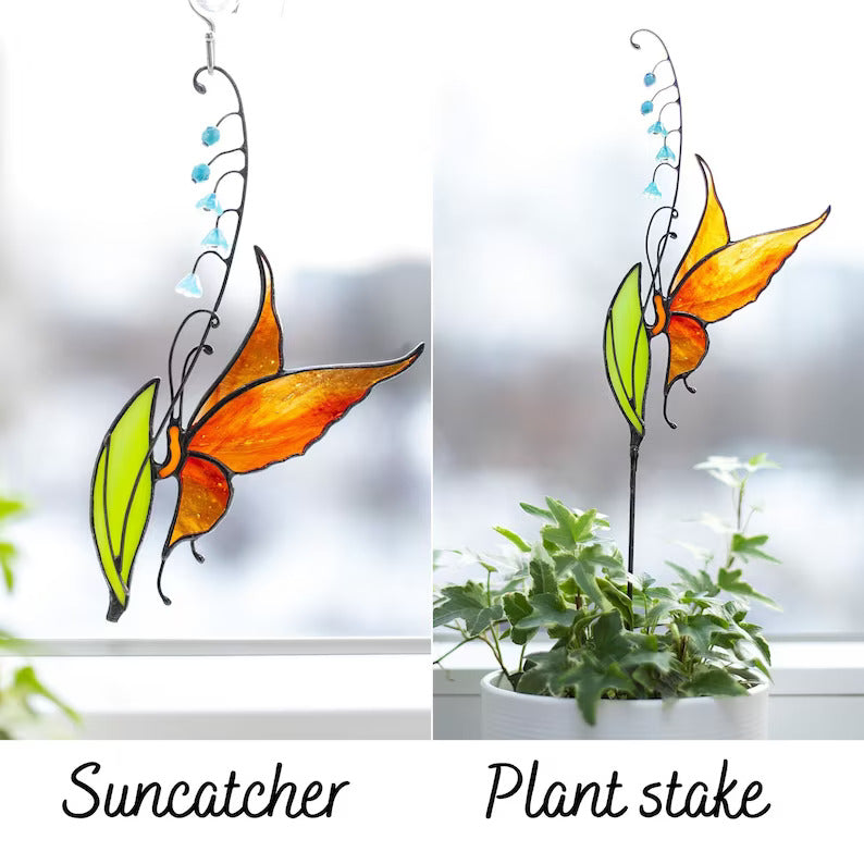 Stained Glass Butterfly Plant Stake