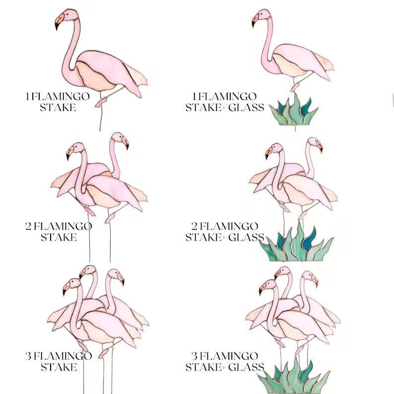 Stained Glass Flamingo Plant Stake