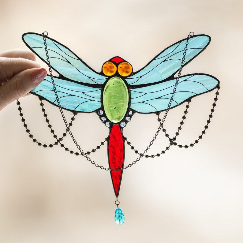 Stained Glass Dragonfly Suncatcher