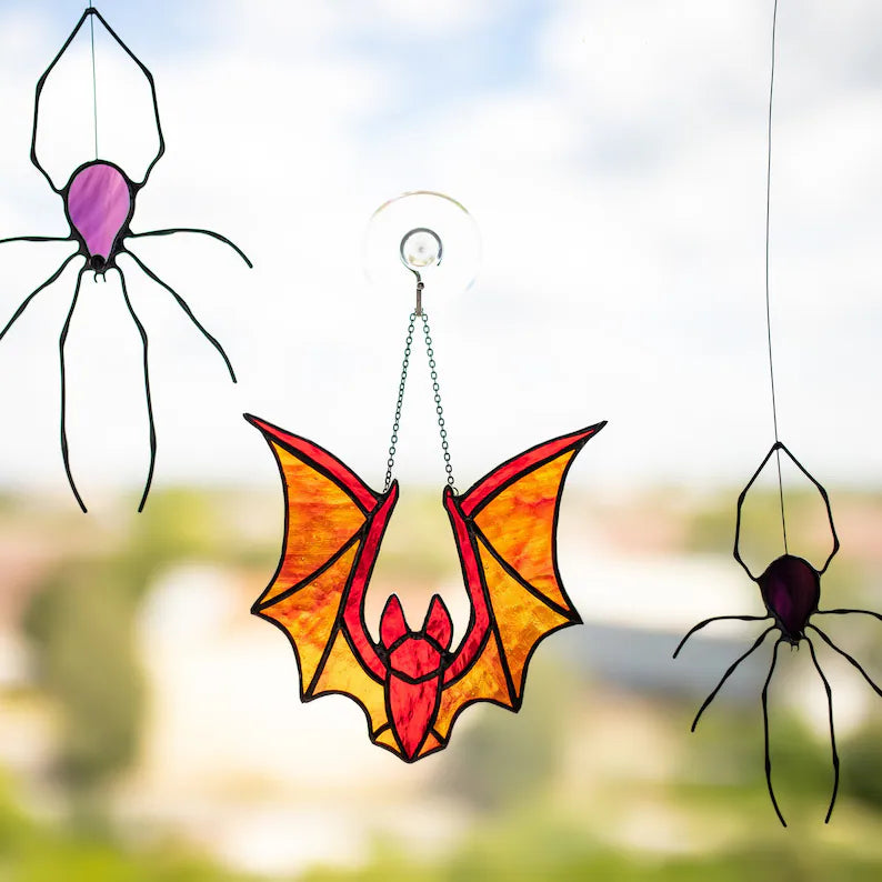 Orange Bat Suncatcher