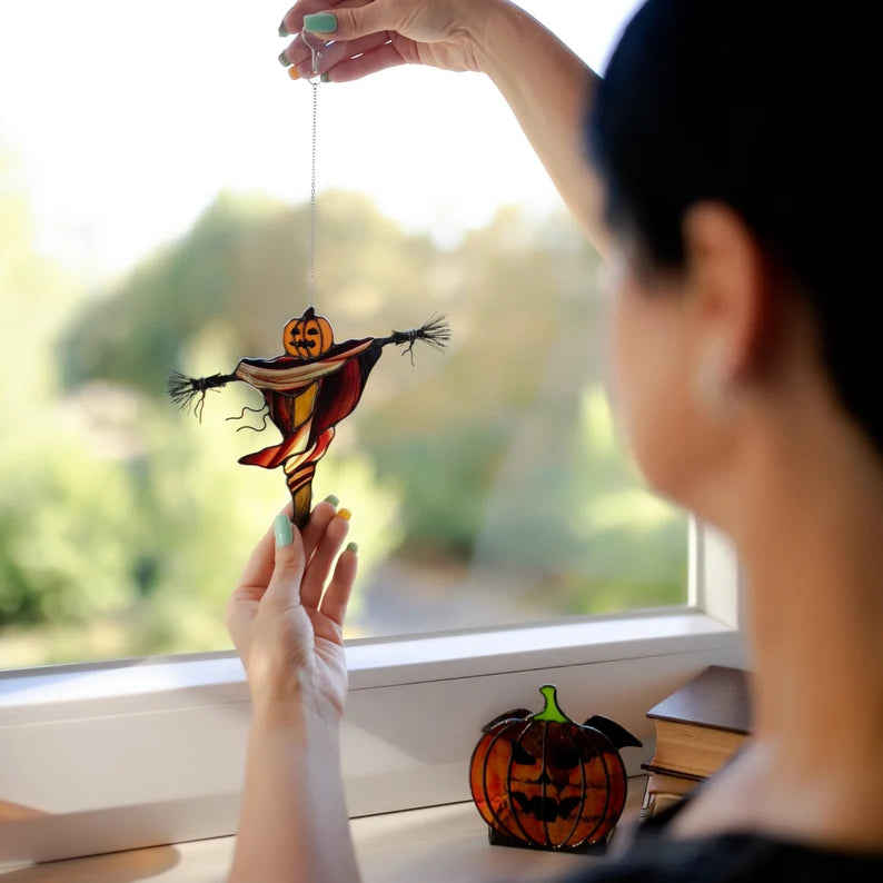 Scarecrow Pumpkin Suncatcher
