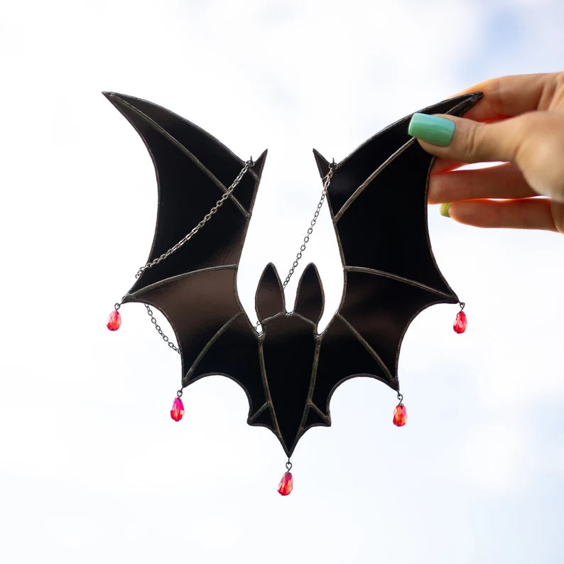 Halloween Black Bat Stained Glass Window Hanging Suncathcers Halloween Decor