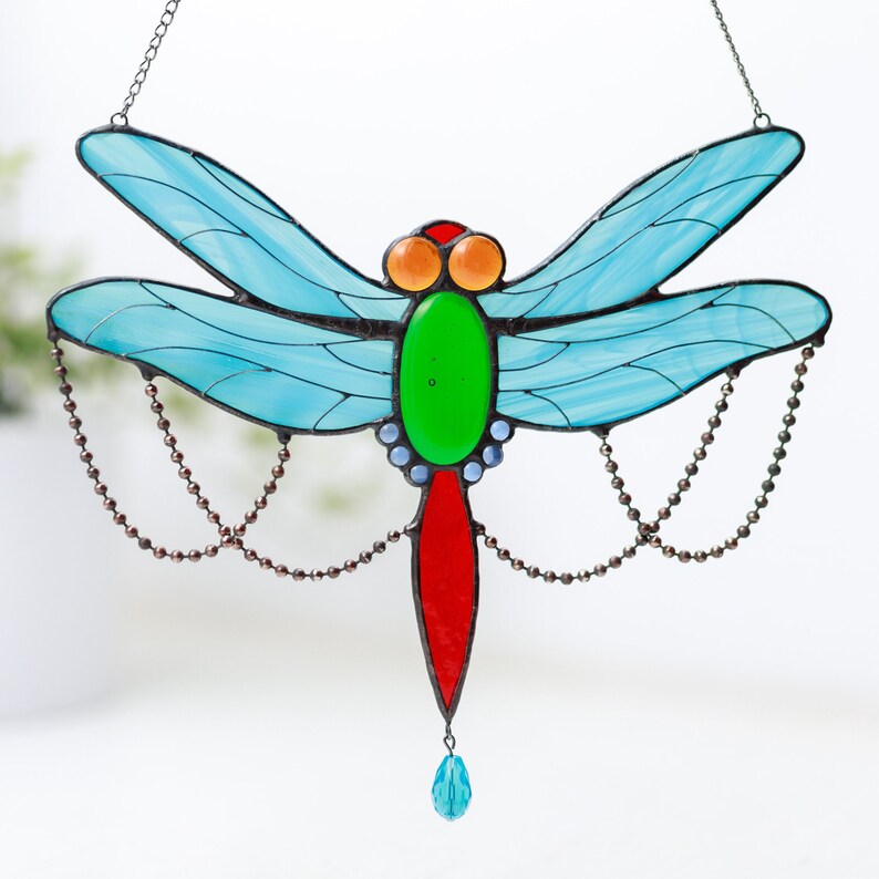 Stained Glass Dragonfly Suncatcher