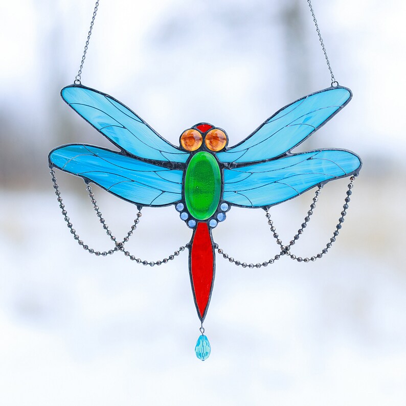 Stained Glass Dragonfly Suncatcher