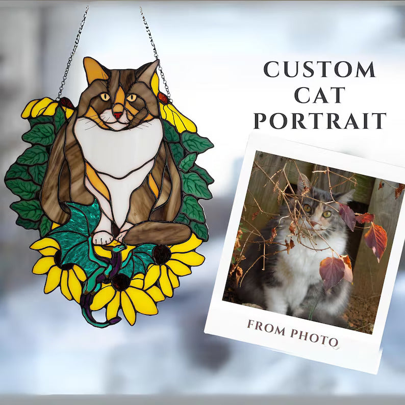 Custom Stained Glass Pet Portrait Suncatcher