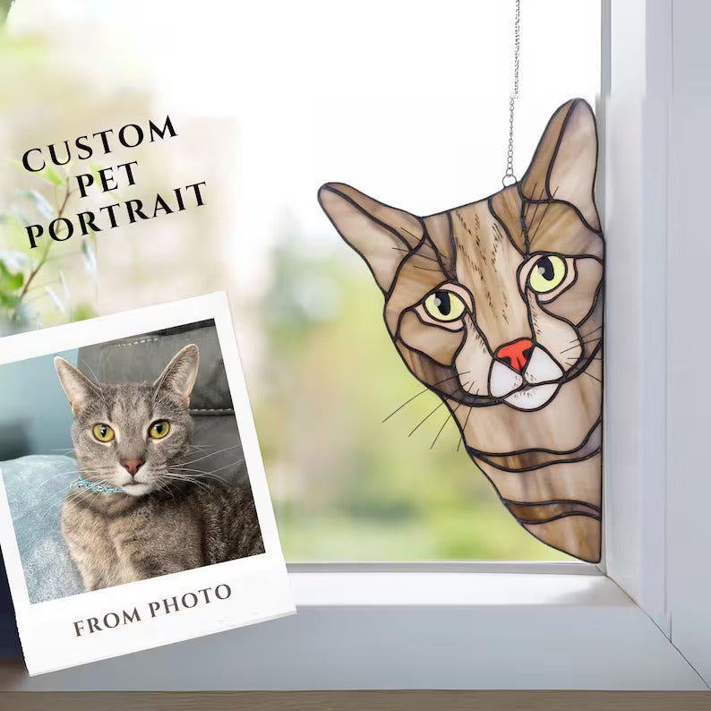 Custom Stained Glass Pet Portrait Suncatcher