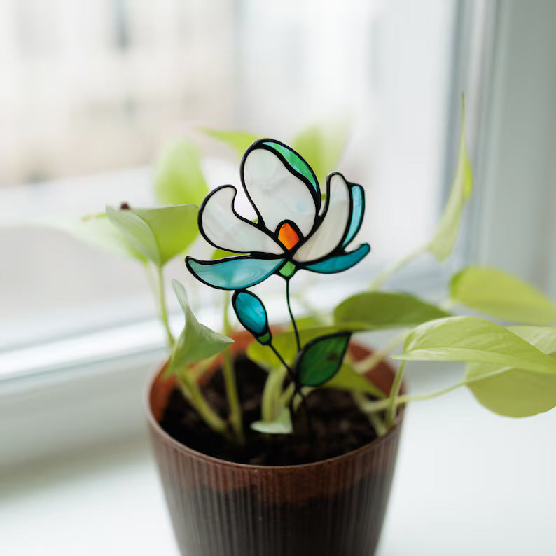 Stained Glass Orchids Flower Plant Stake