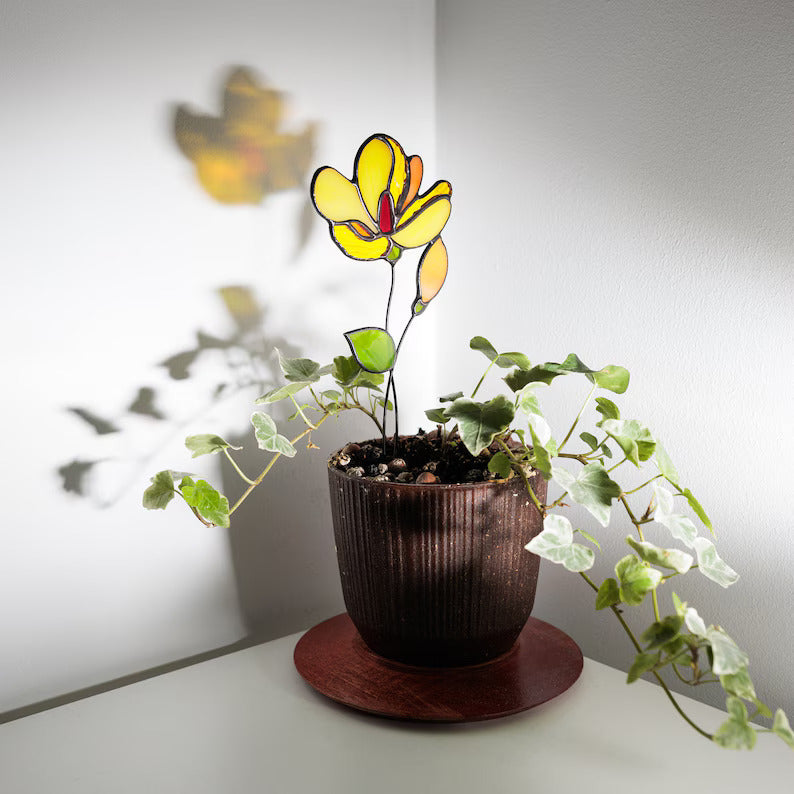 Stained Glass Orchids Flower Plant Stake