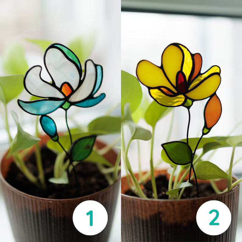Stained Glass Orchids Flower Plant Stake