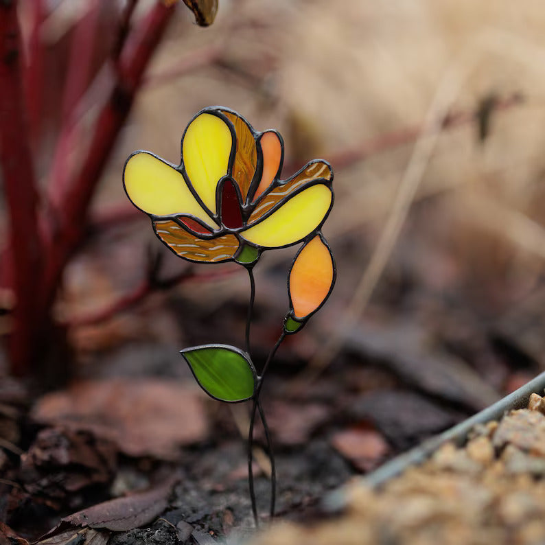 Stained Glass Orchids Flower Plant Stake
