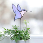 Stained Glass Violet Hummingbird Plant Stake