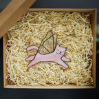 Stained Glass Flying Cat Suncatcher