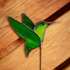 Stained Glass Violet Hummingbird Plant Stake
