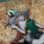 Halloween Witch on Broom Stained Glass Window Hanging Suncathcers