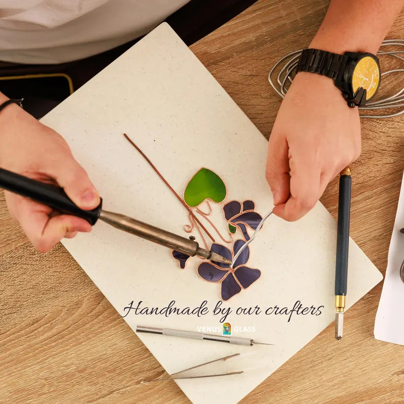 Personalized Stained Glass Daffodil Plant Stake Suncatcher March Birth Flower Best Gifts for Mom Birthday