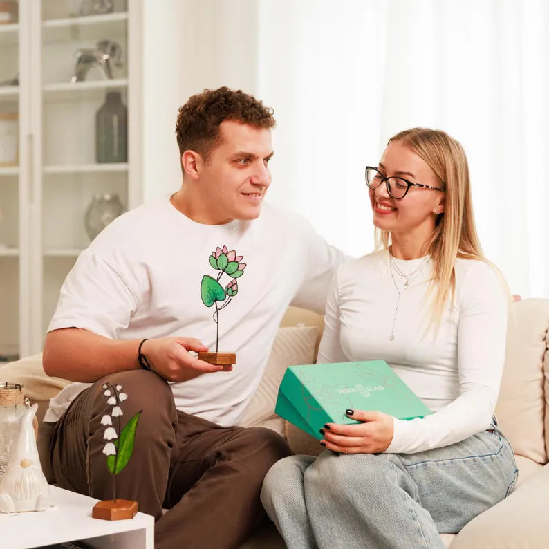 Handmade Stained Glass Water Lily Sunctcher Plant Stake July Birth Flower Gift for Mom