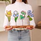 Handmade Stained Glass Water Lily Sunctcher Plant Stake July Birth Flower Gift for Mom