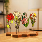 Stained Glass Carnation Plant Stake (January Birth Flower)