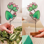 Handmade Stained Glass Water Lily Sunctcher Plant Stake July Birth Flower Gift for Mom