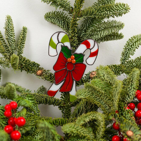 Christmas Candy Cane Ornament – Sweet Tradition in Stained Glass