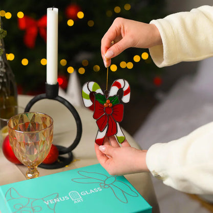 Christmas Candy Cane Ornament – Sweet Tradition in Stained Glass