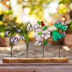Stained Glass Snowdrop Plant Stake (January Birth Flower)